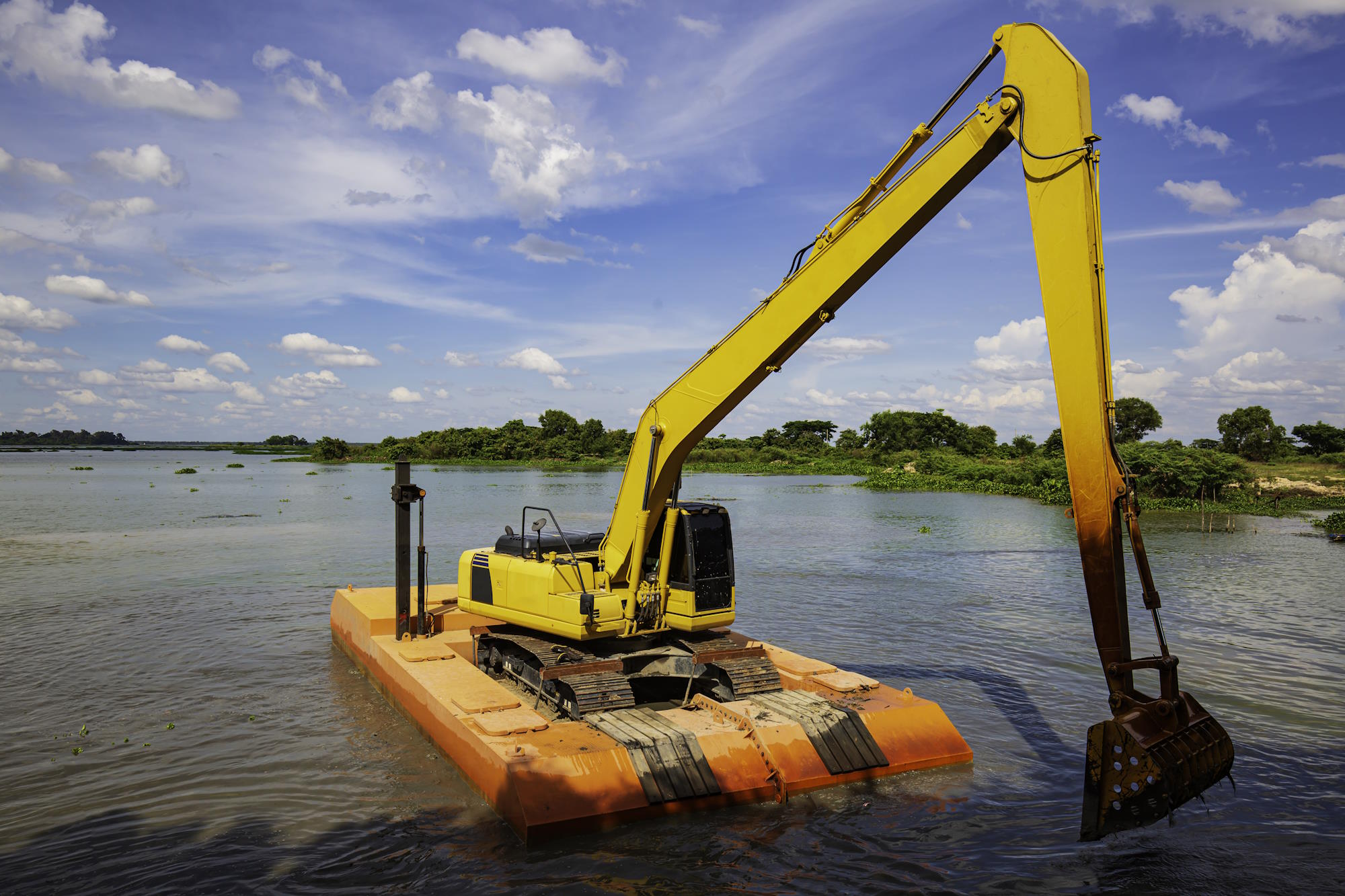 Can you use an excavator in a wetland or river?