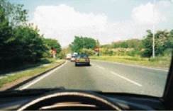 carriageway showing solid white line on the left