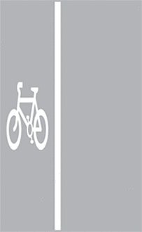 a cycle lane with a solid white line