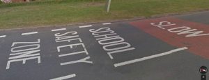 school safety zone road marking