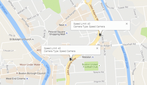 Two speed cameras in Boston, Lincolnshire
