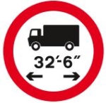 Length limit sign shows the maximum vehicle length that is permitted on this stretch of road