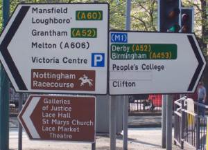 direction signs 52 and a453 nottingham